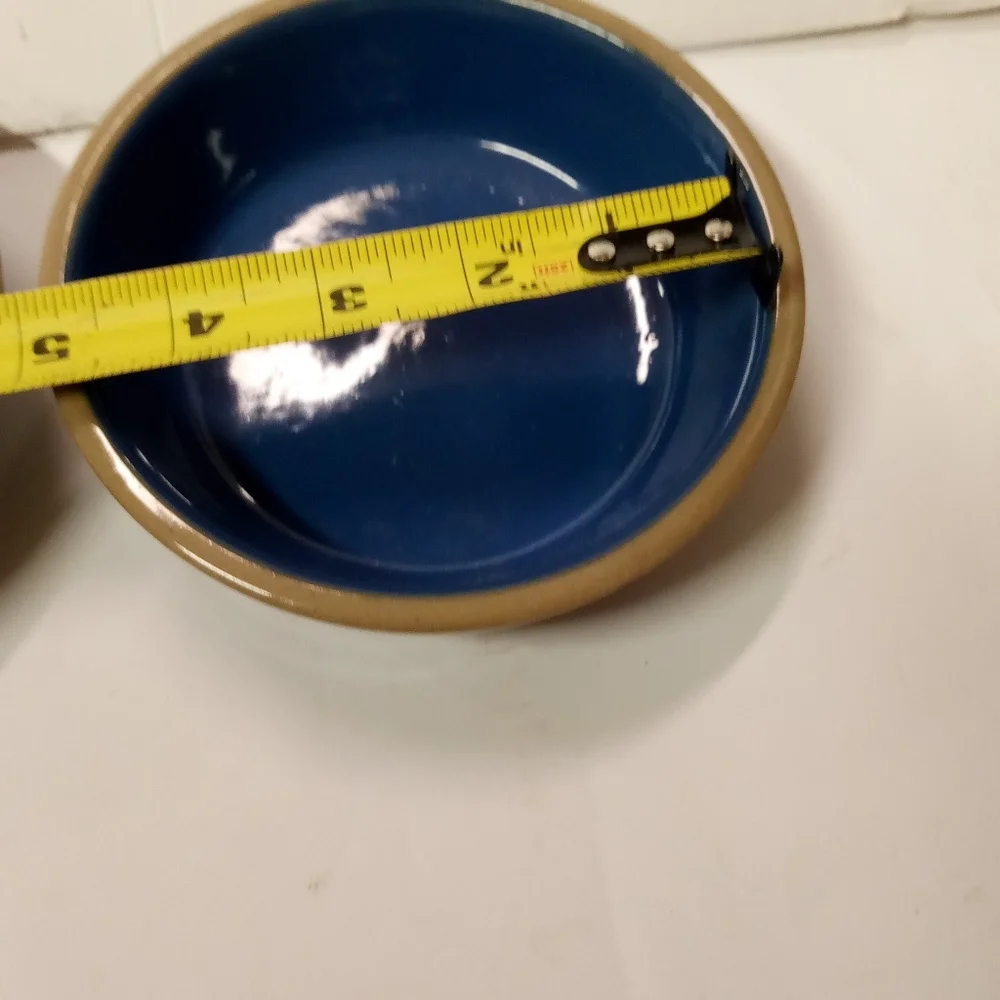 2 vintage Stoneware Pottery Bowls Cobalts Blue Snack, Cereal